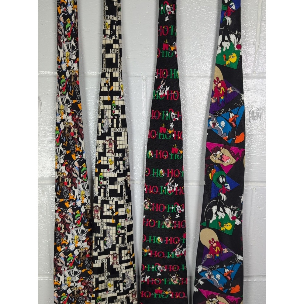 Vintage 90s Looney Tunes Silk & Polyester Ties (Lot Of 4)